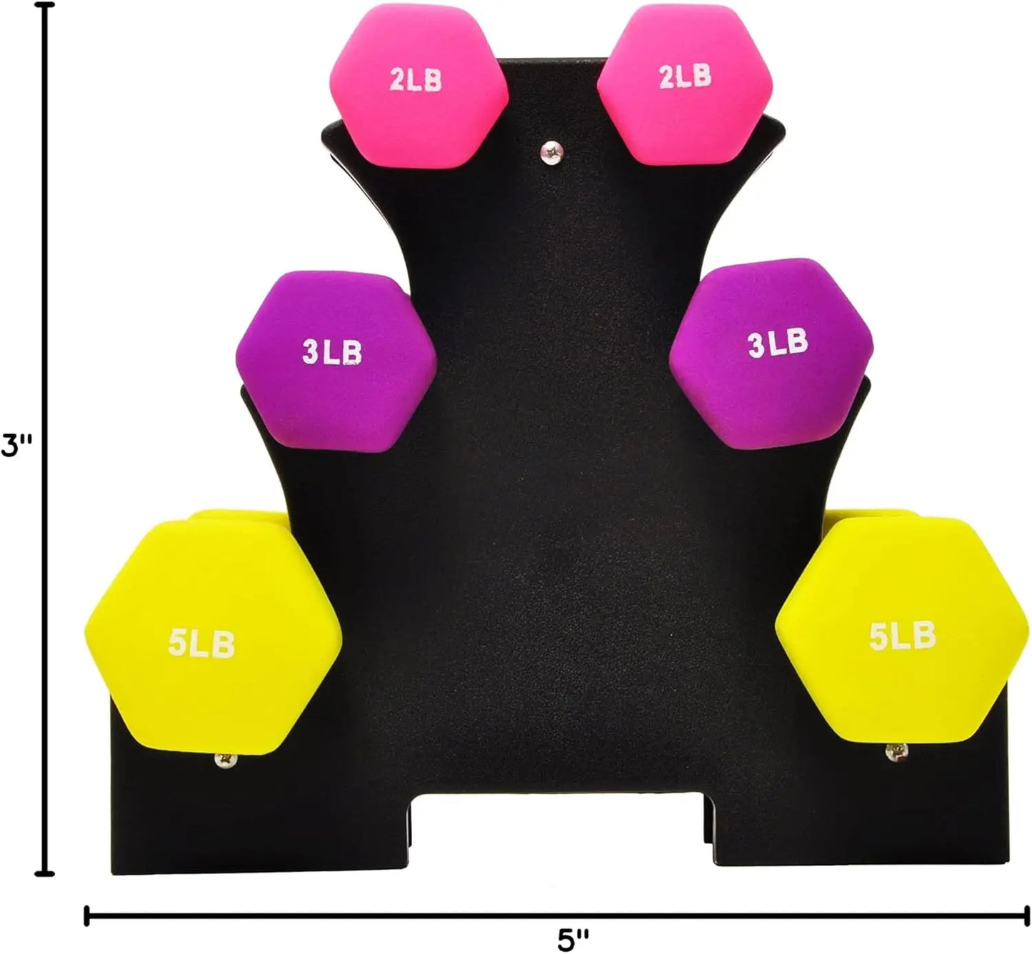 Neoprene Dumbbell Set With Stand Two Three Five Pounds