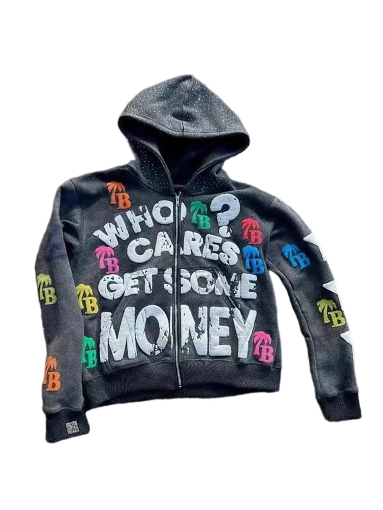 Men Gothic Hoodie Vintage Letter Print Sweatshirt Casual Oversized Streetwear
