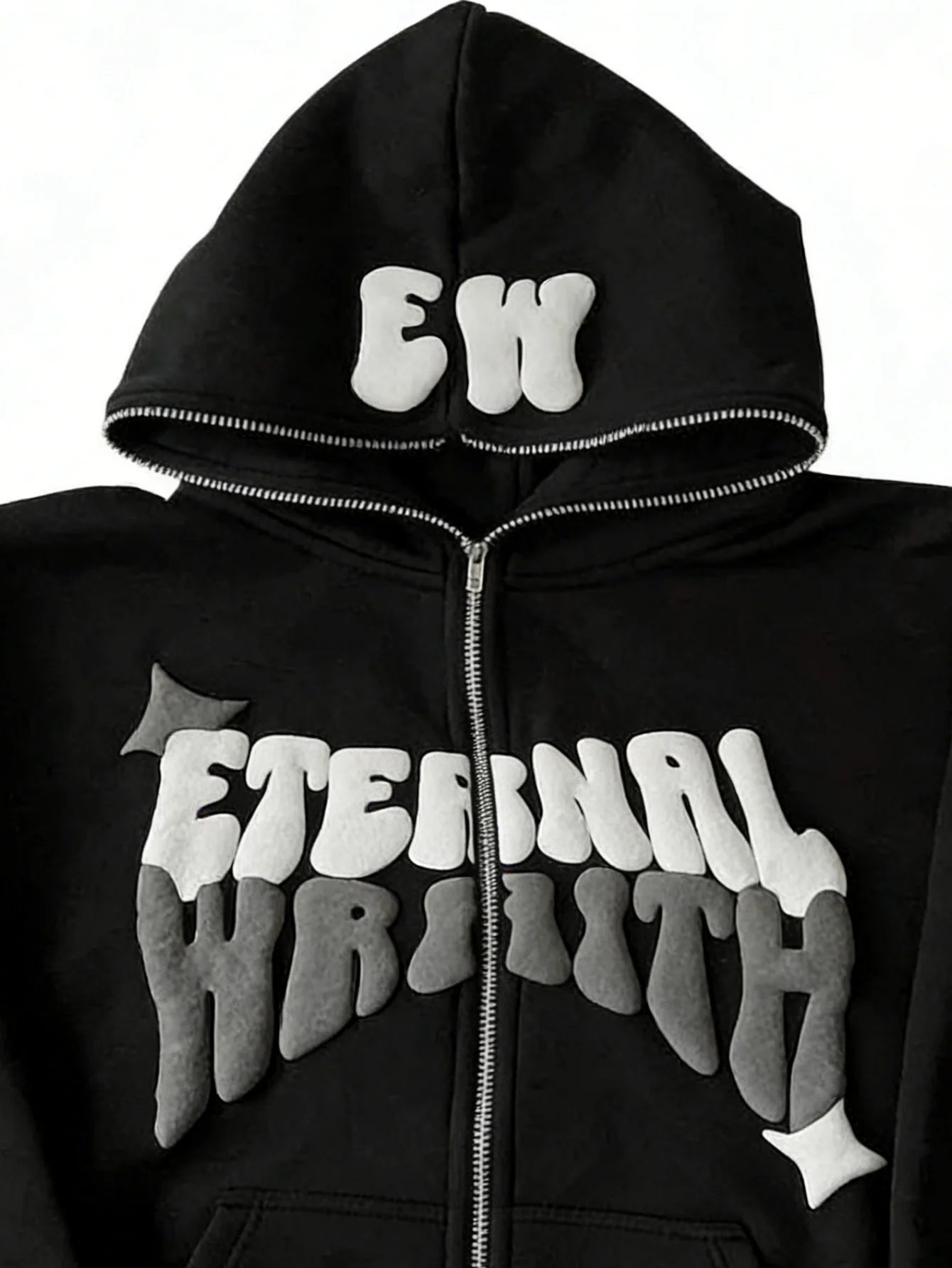 NONECN Unisex Oversized Autumn Hoodie Bubble Print Hip Hop