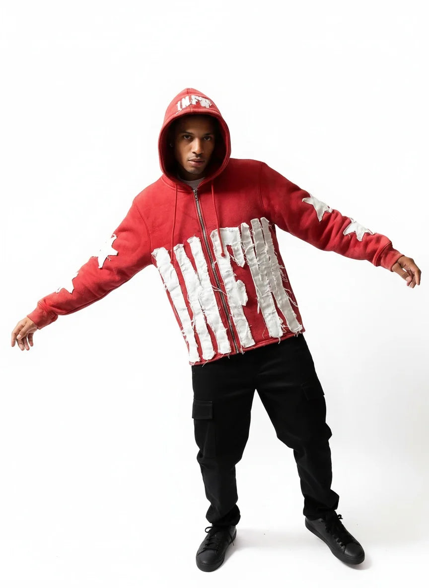 Autumn Winter Casual Patchwork Hoodie With Letter Star Pattern Men