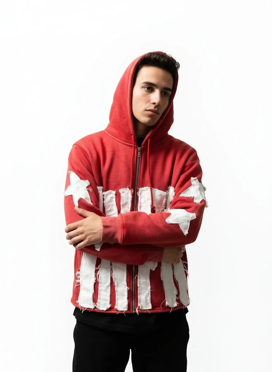 Autumn Winter Casual Patchwork Hoodie With Letter Star Pattern Men