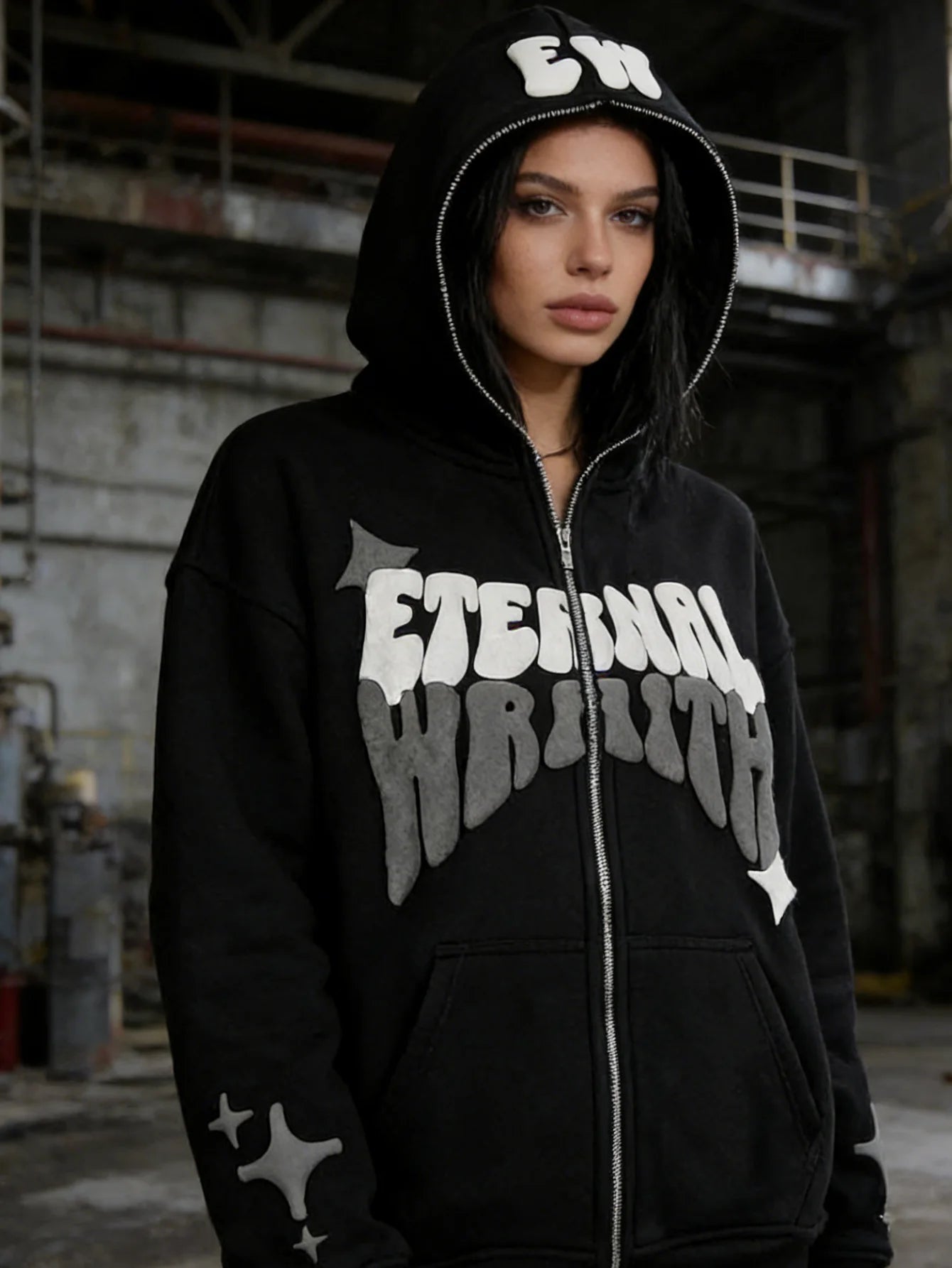 NONECN Unisex Oversized Autumn Hoodie Bubble Print Hip Hop