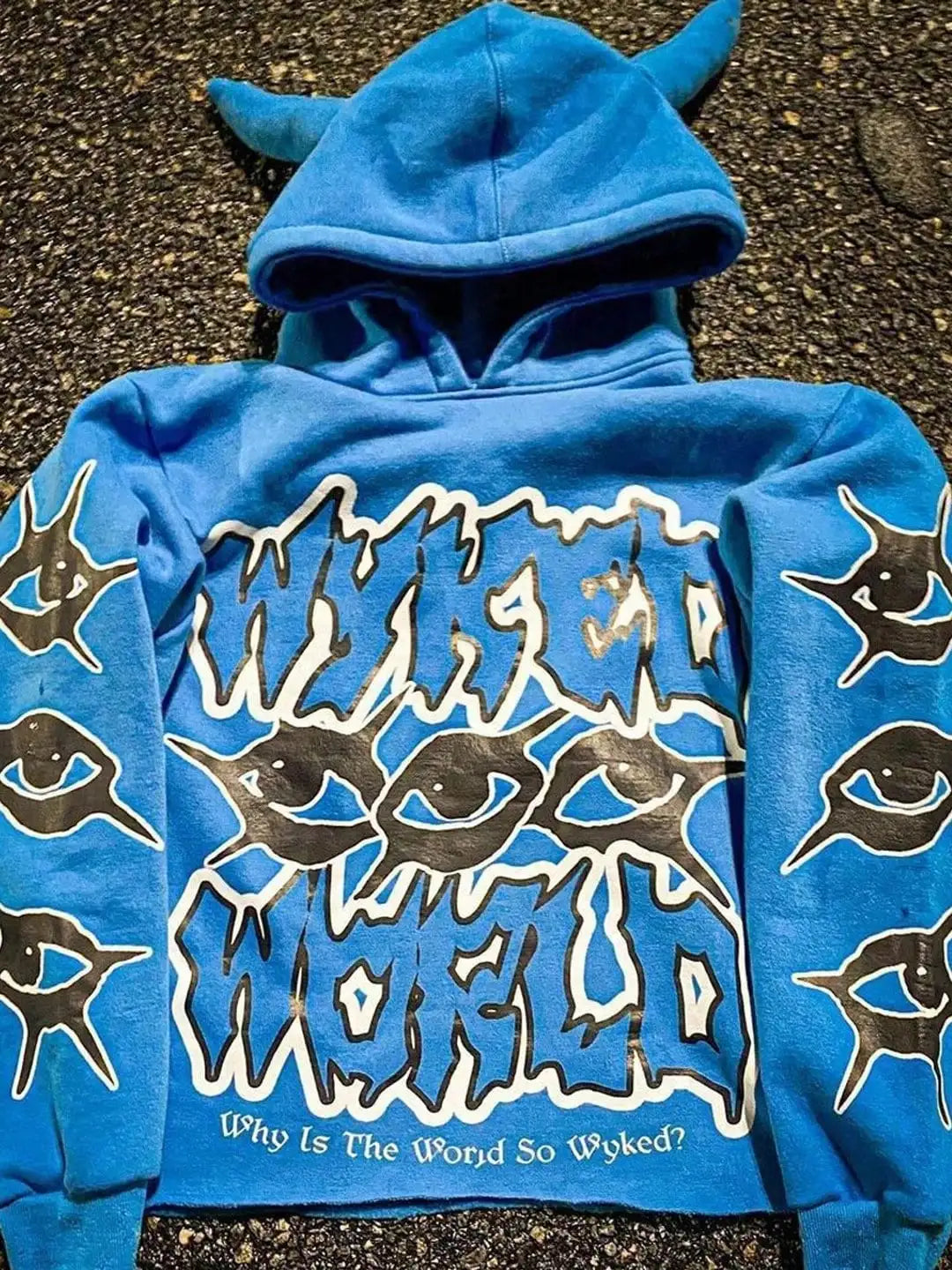 NONECN Halloween Hoodie For Men Devil Horn Hooded Sweatshirt Streetwear