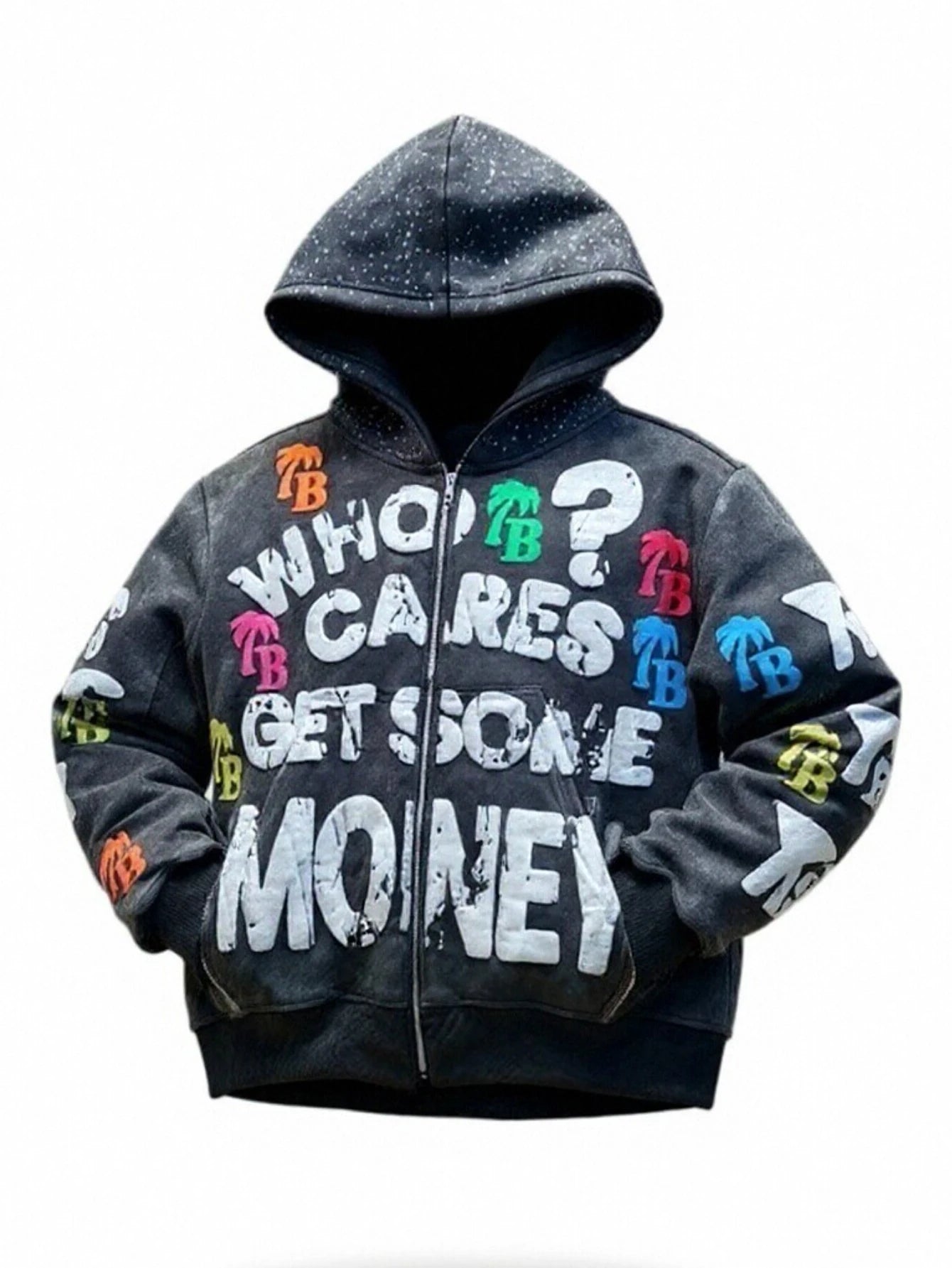Men Gothic Hoodie Vintage Letter Print Sweatshirt Casual Oversized Streetwear