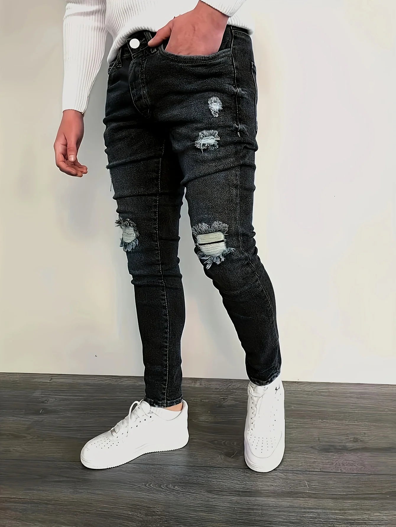 NONECN Slim-Fit Denim Jeans For Men Street Style Comfort