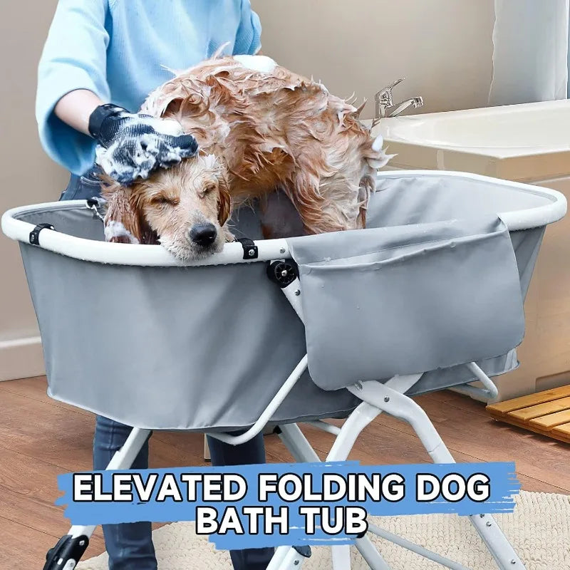 Elevated Dog Bath Tubs Foldable Bathing Station for Medium to Large Dogs