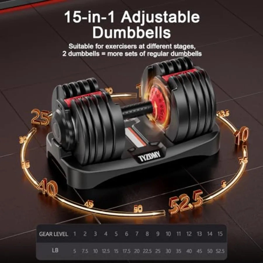 None Adjustable Dumbbells Set of 2 52.5 Lbs Each for Home Gym