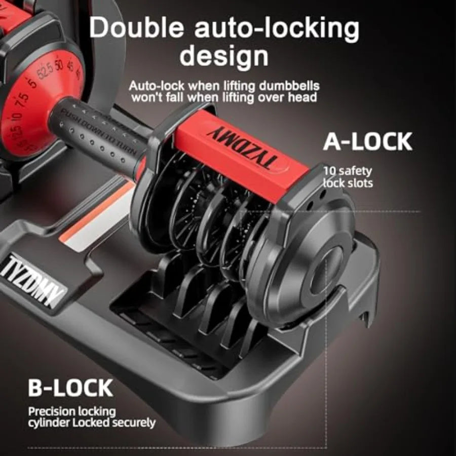 None Adjustable Dumbbells Set of 2 52.5 Lbs Each for Home Gym