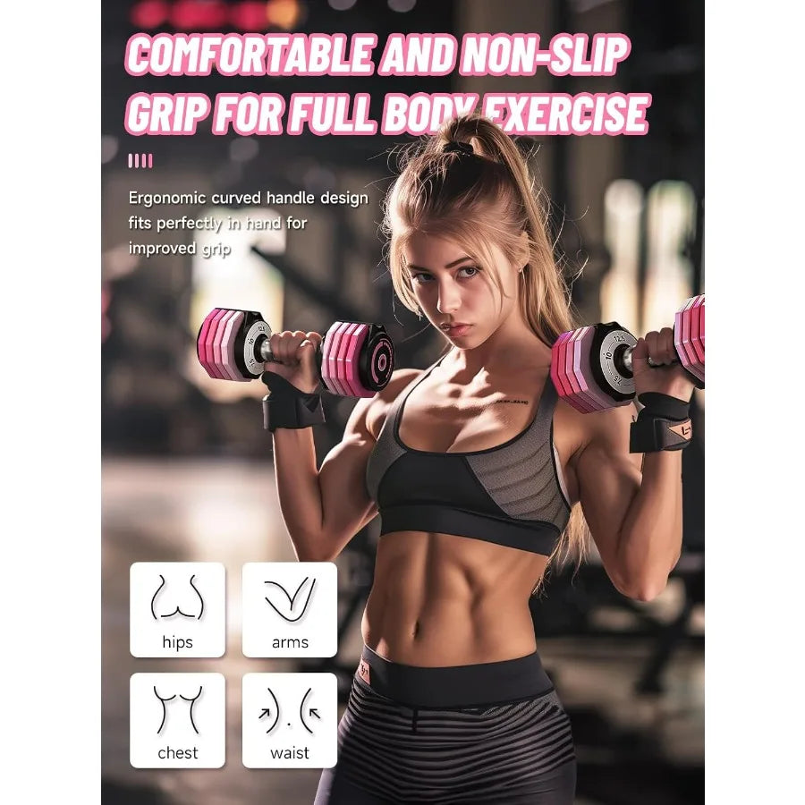 Adjustable Dumbbells Set 1-Sec Fast Adjustable By Turning Handle