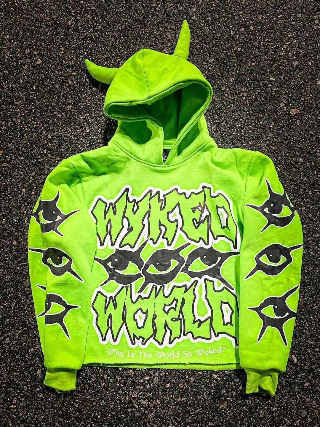 NONECN Halloween Hoodie For Men Devil Horn Hooded Sweatshirt Streetwear