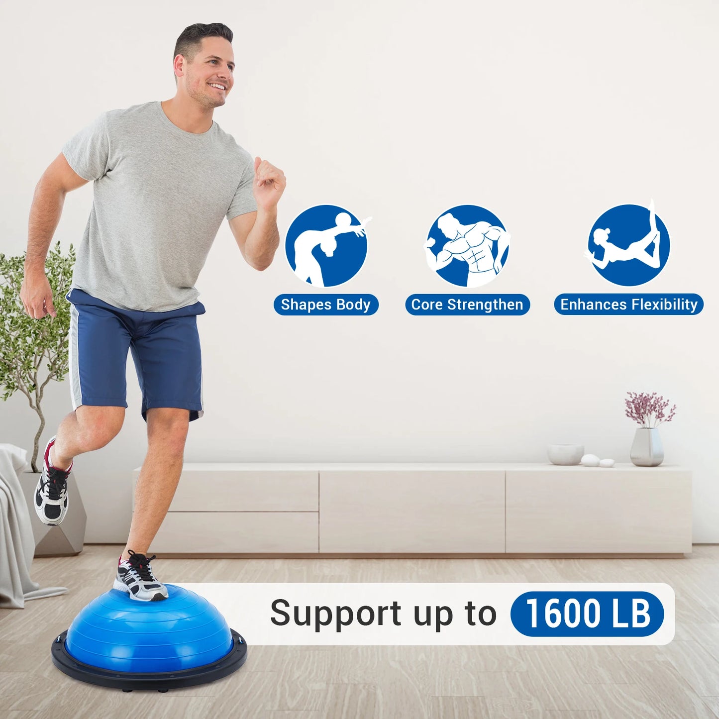 HiMISS Non Slip Balance Ball Trainer With Resistance Bands