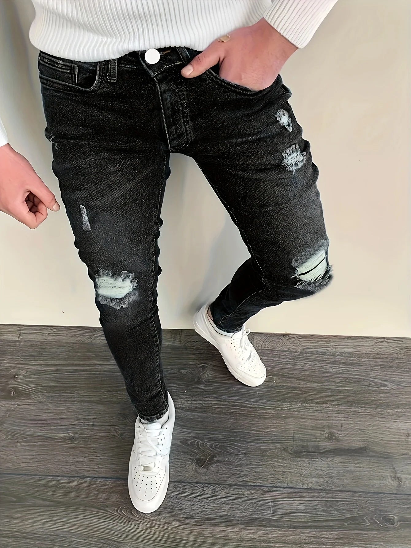 NONECN Slim-Fit Denim Jeans For Men Street Style Comfort