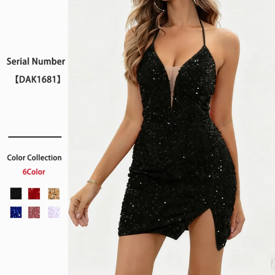 Sequin Dress With Delicate Mesh Details For Party Wear