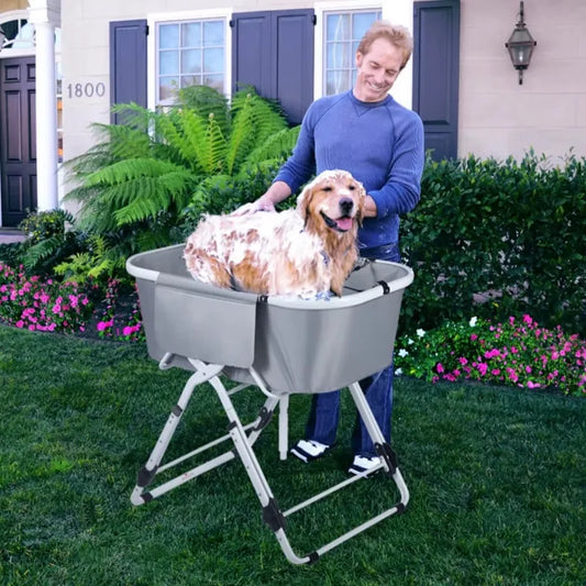 Elevated Dog Bath Tubs Foldable Bathing Station for Medium to Large Dogs