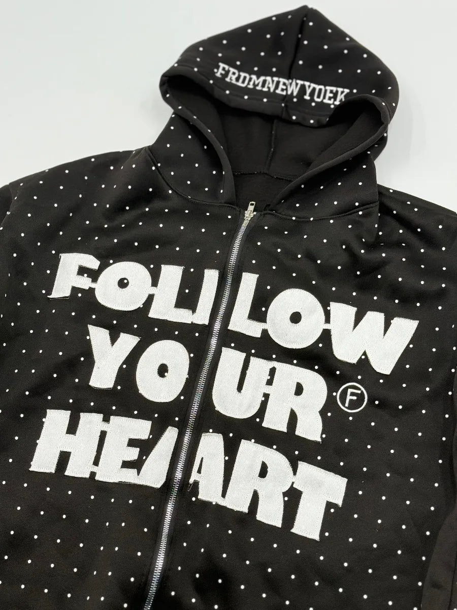 American Retro Street Style Hooded Embroidered Sweater Unisex