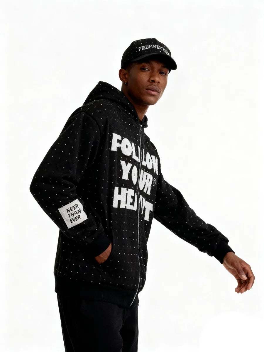 American Retro Street Style Hooded Embroidered Sweater Unisex