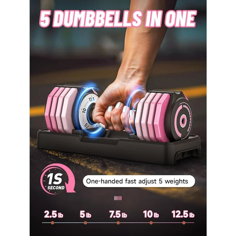 Adjustable Dumbbells Set 1-Sec Fast Adjustable By Turning Handle