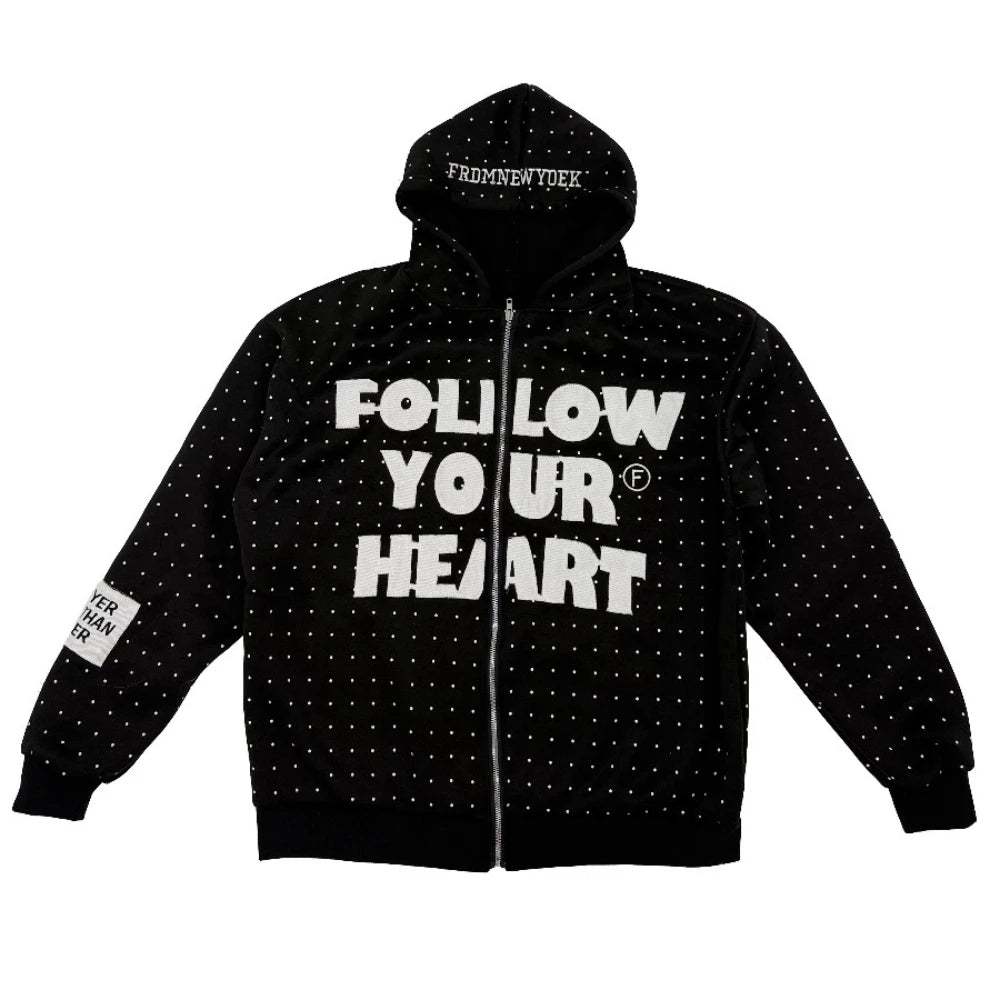 American Retro Street Style Hooded Embroidered Sweater Unisex