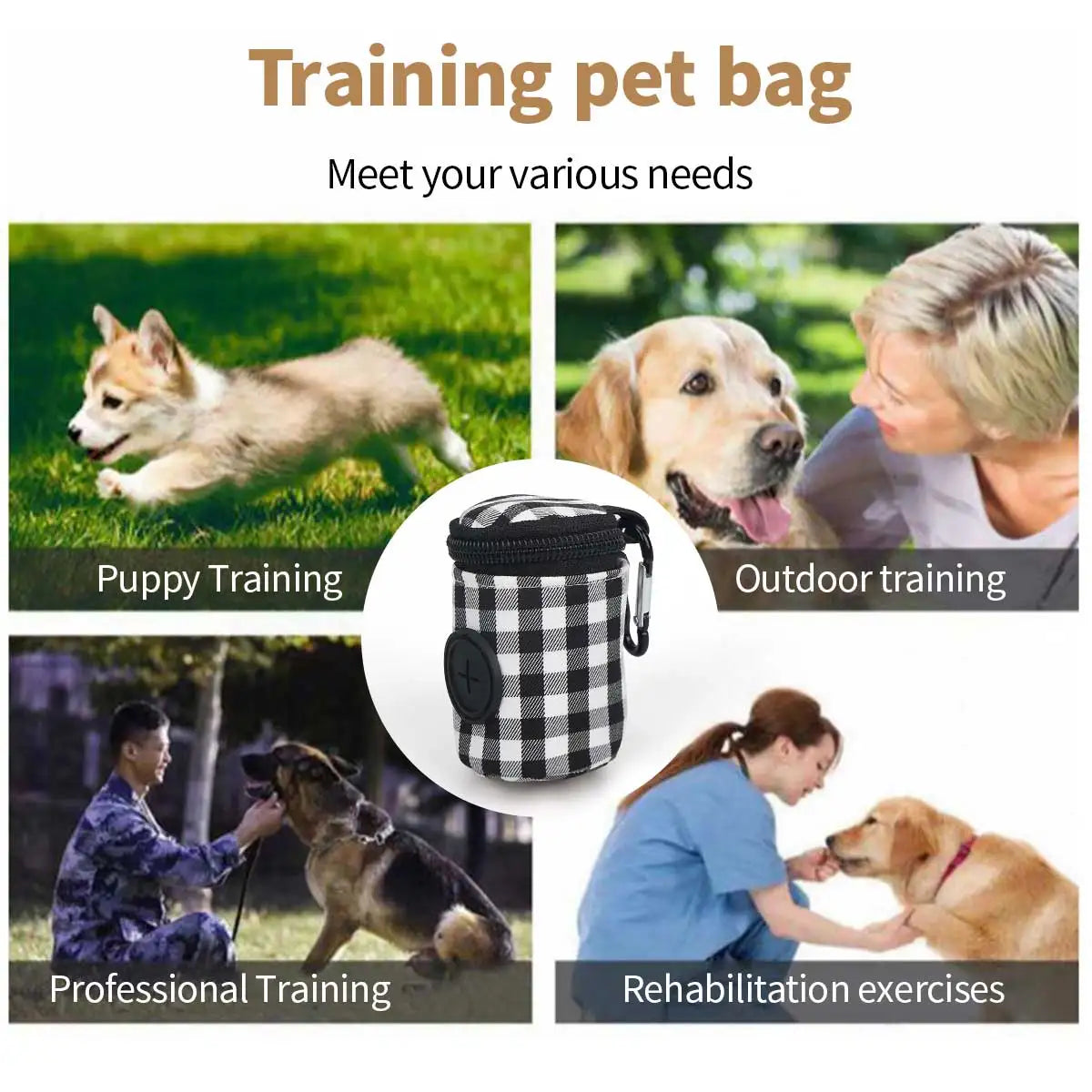Plaid Checkered Pet Waste Bag Portable Feces Carrier For Dogs