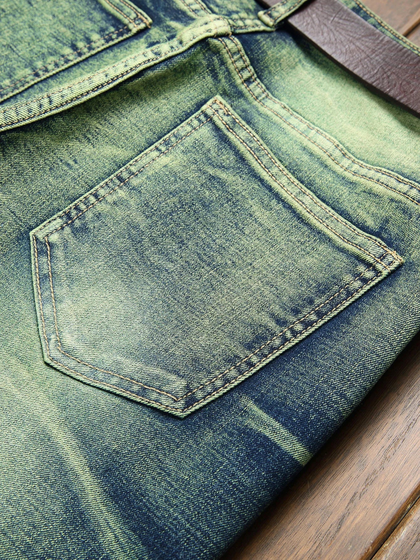 Mid Stretch Slim Fit Jeans For Men Distressed Tassels Denim