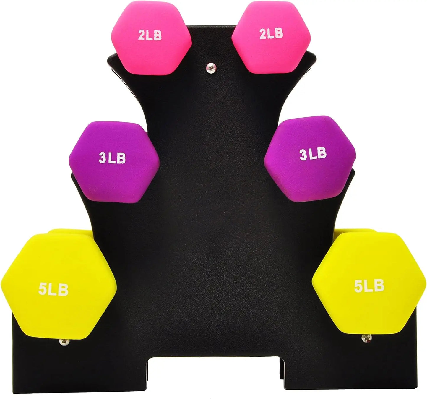 Neoprene Dumbbell Set With Stand Two Three Five Pounds