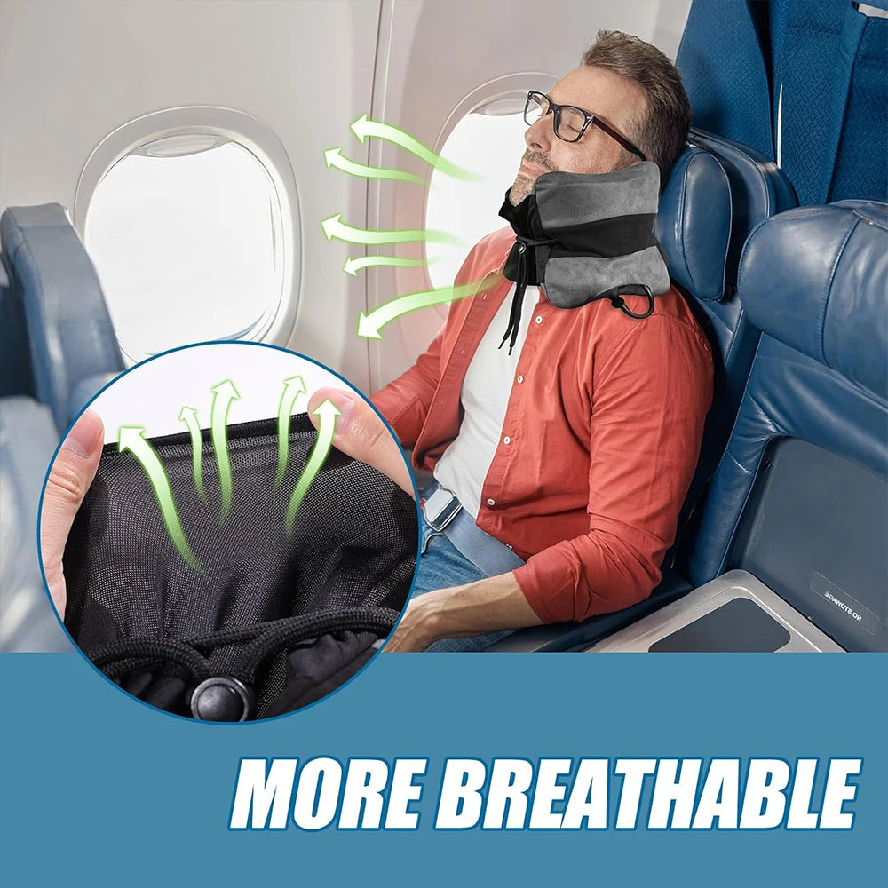 Inflatable Travel Neck Pillow With Adjustable Shoulder Support