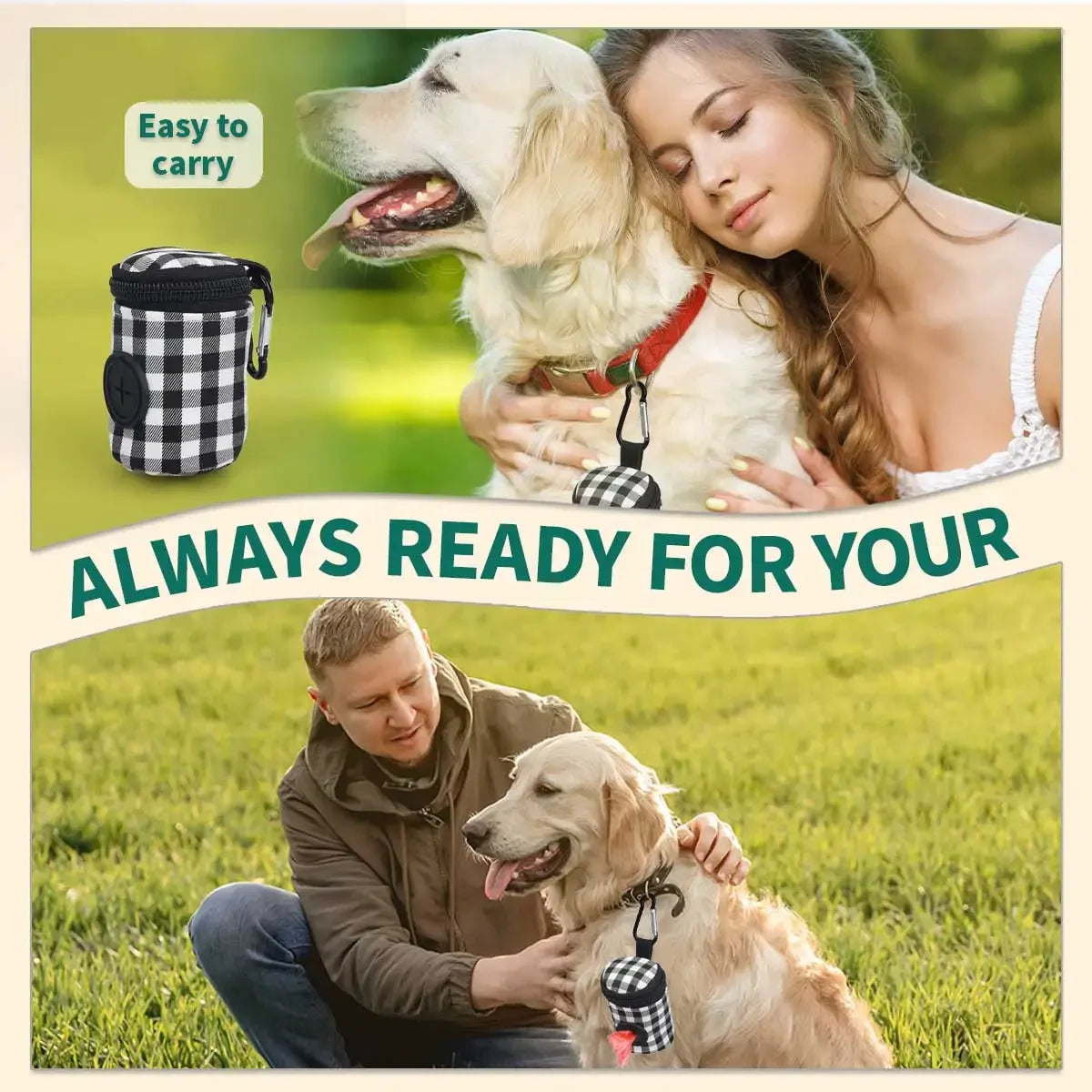 Checkered Pattern Pet Waste Bag Fashionable Portable Dog Litter Bag
