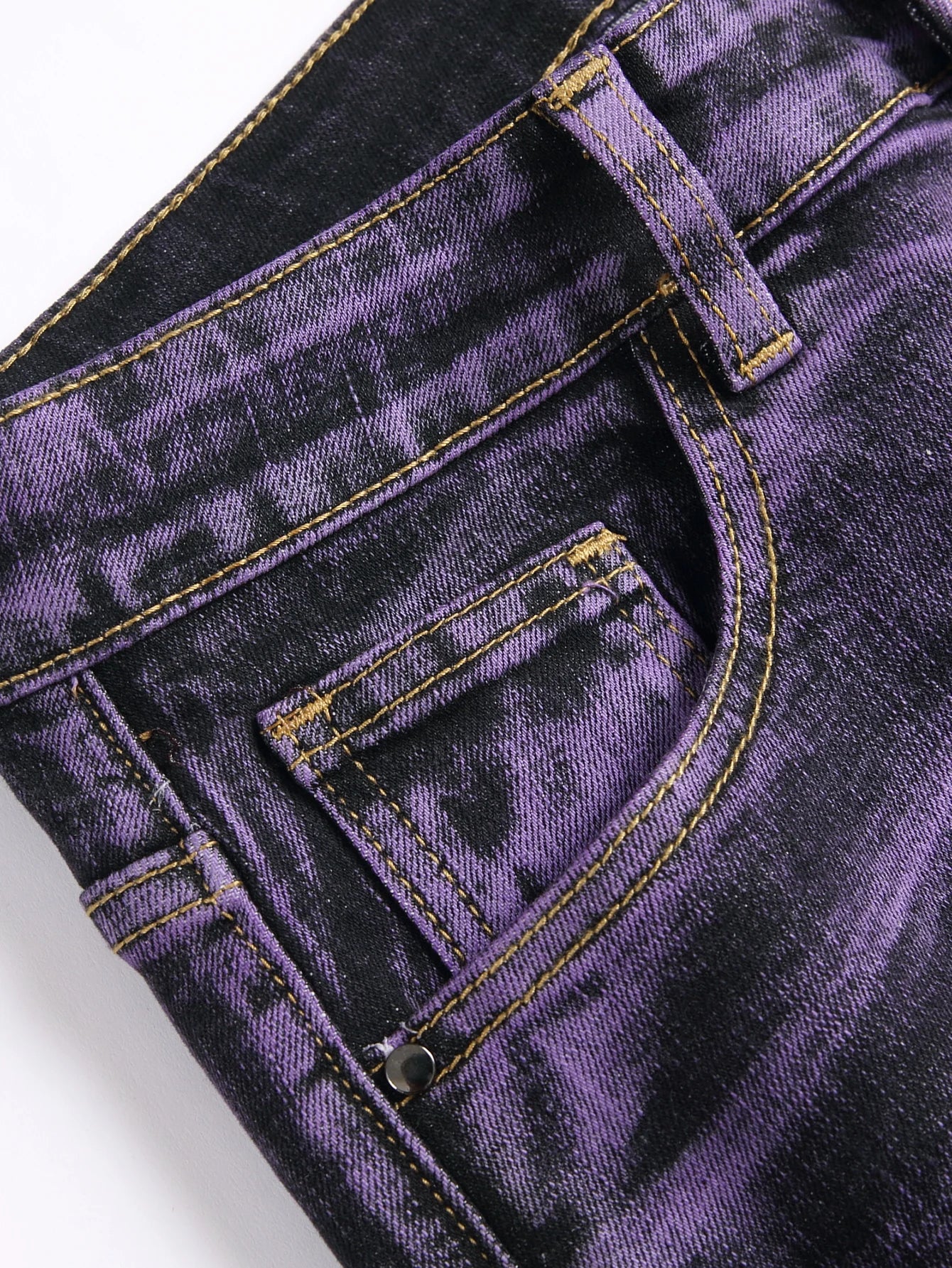 Men's Stretch Slim Fit Jeans Distressed Denim With Tassels