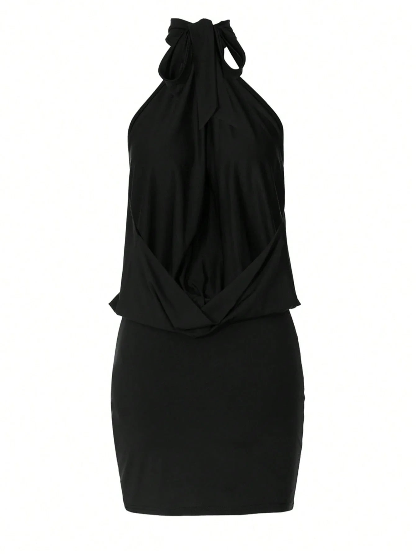 Women's Halter Neck Backless Ruched Mini Dress For Party Night