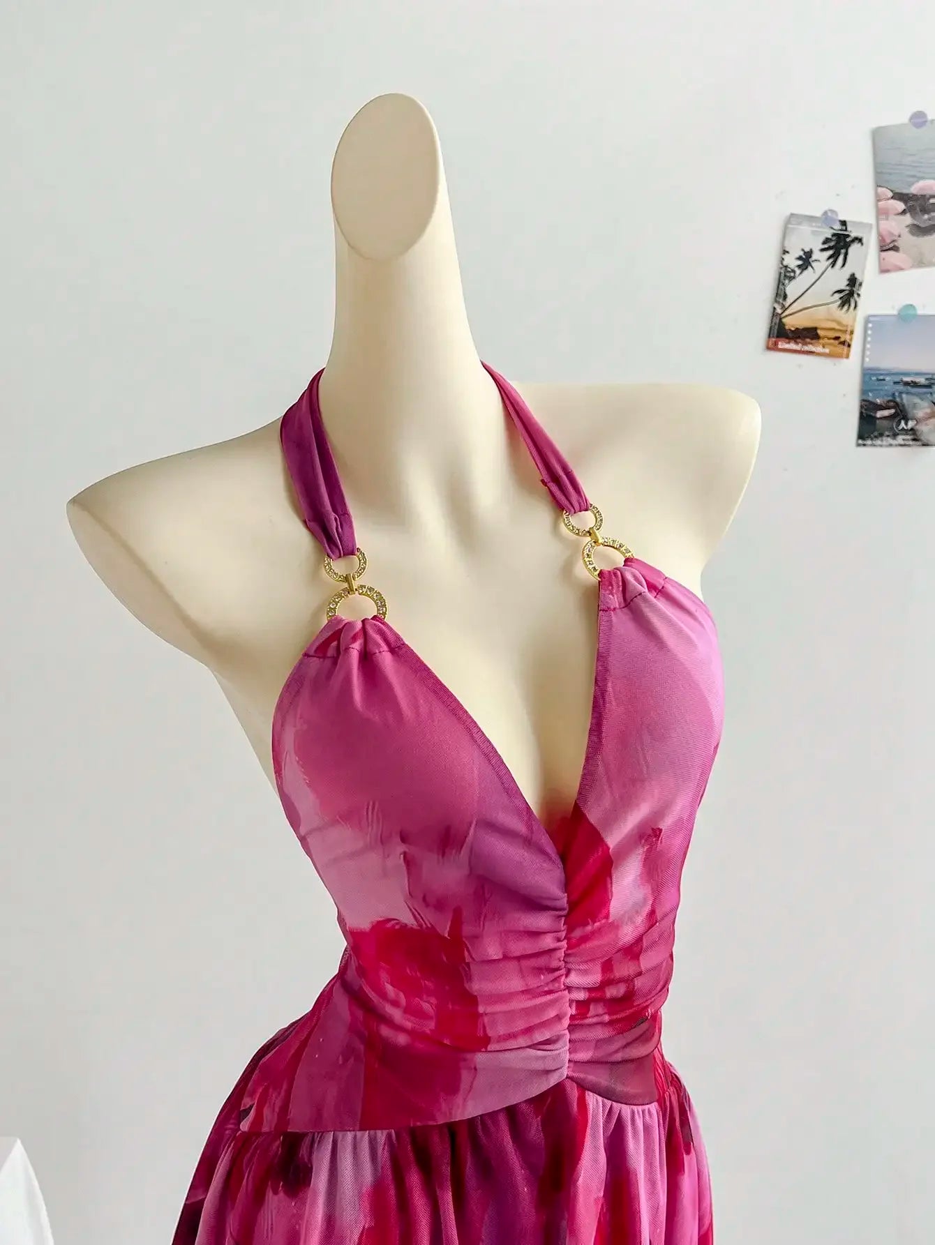 Romantic Halter Neck Ruffle Beach Cover Up Dress For Women