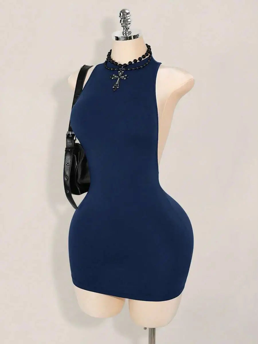 Bodycon Mini Dress With CrissCross Backless Detailing