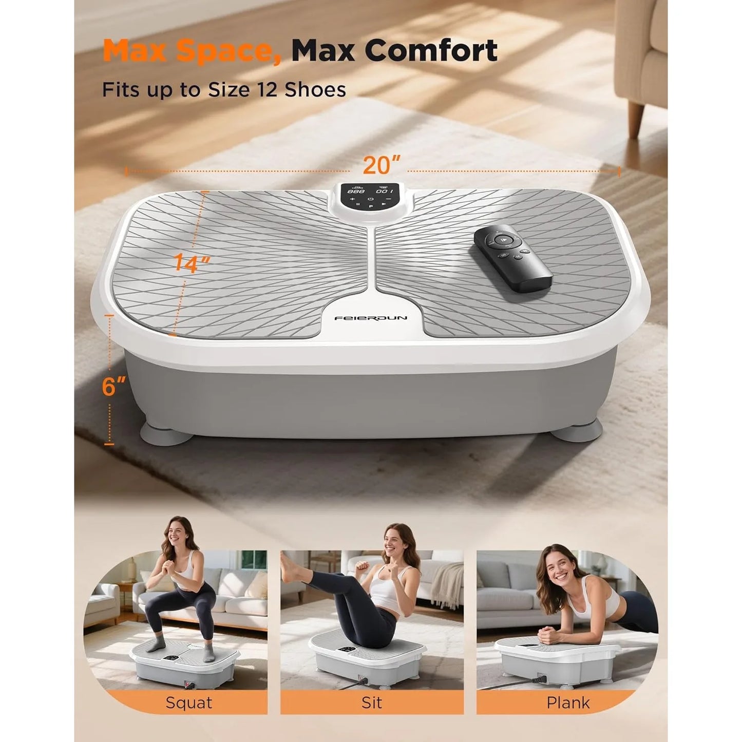 Feierdun Vibration Plate Exercise Machine for Whole Body Workout