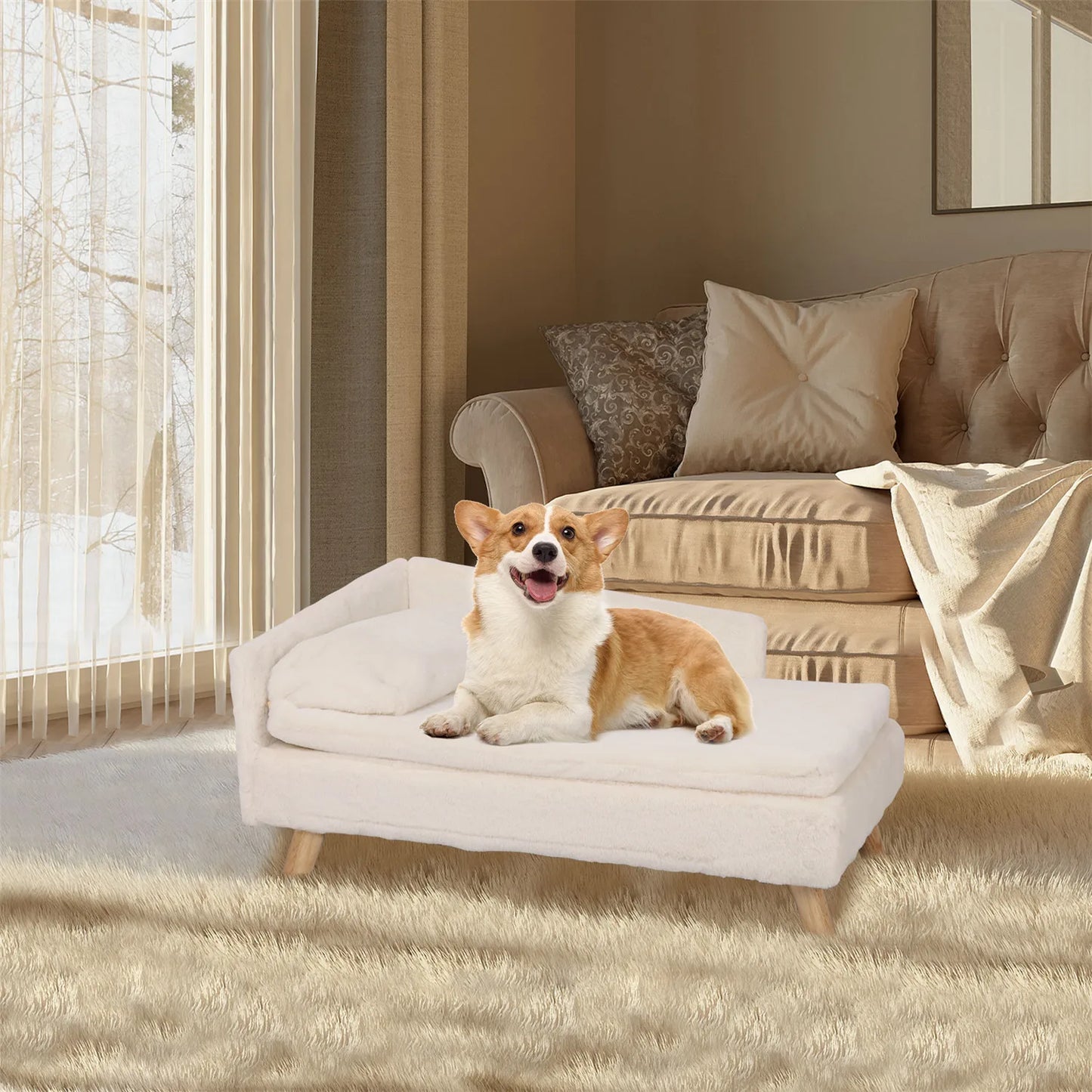 BINGOPAWCN Nordic Elevated Pet Bed With Waterproof Cozy Pad
