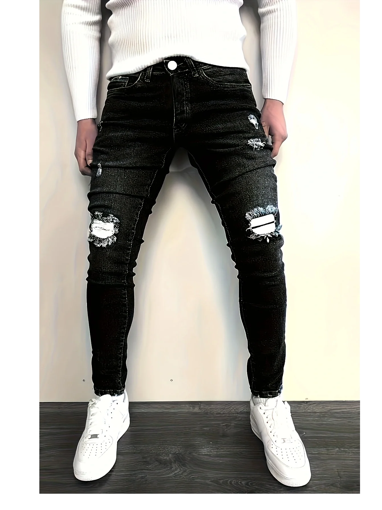 NONECN Slim-Fit Denim Jeans For Men Street Style Comfort