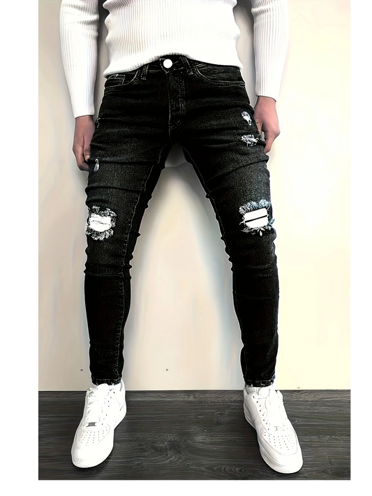 NONECN Slim-Fit Denim Jeans For Men Street Style Comfort