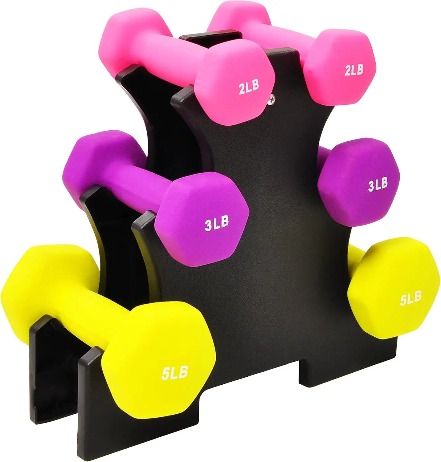 Neoprene Dumbbell Set With Stand Two Three Five Pounds