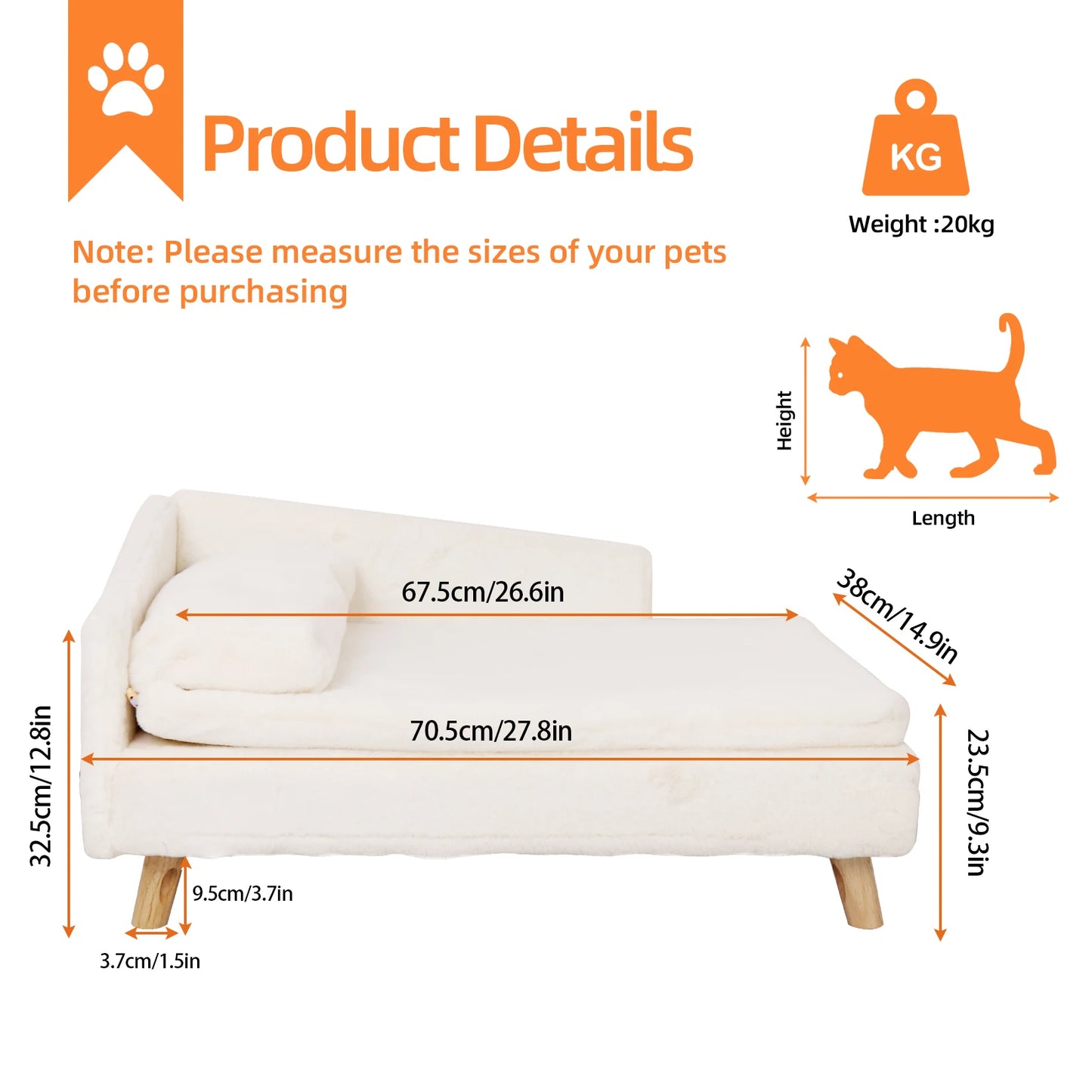 BINGOPAWCN Nordic Elevated Pet Bed With Waterproof Cozy Pad