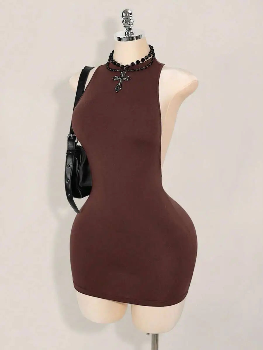 Bodycon Mini Dress With CrissCross Backless Detailing